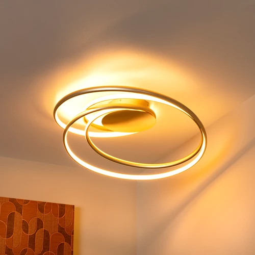 Lucide SARDANA - Plafonnière - LED Dimb. - 1x54W 2700K - Mat Goud / Messing | Premium - sfeer 1